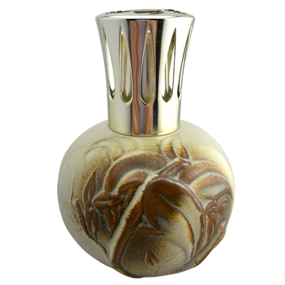 Authentic Porcelain Lampe Berger in Cream and Brown